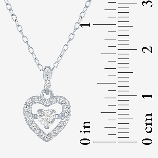 Yes, Please! Womens Lab Created White Sapphire Dancing Heart Pendant