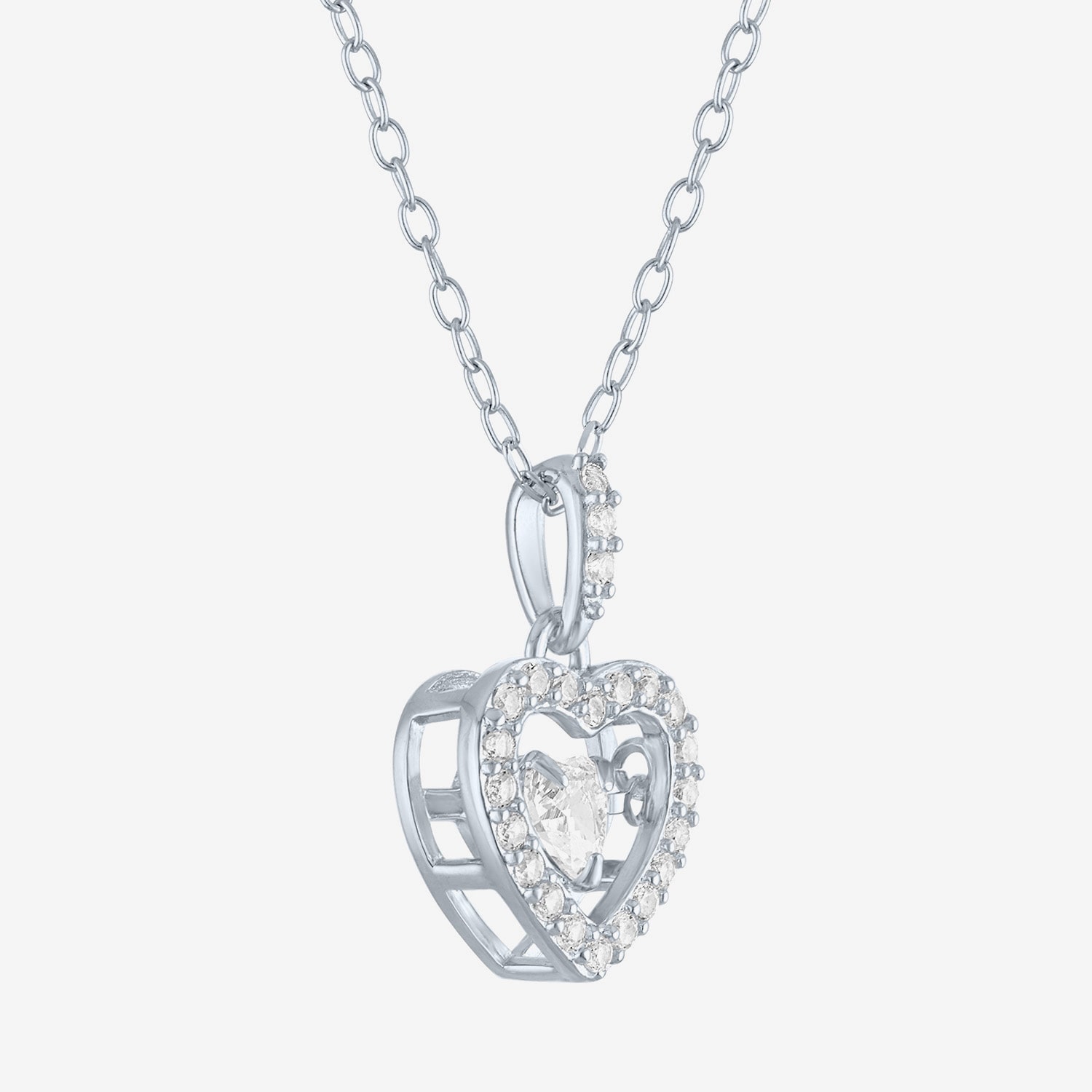 Yes, Please! Womens Lab Created White Sapphire Dancing Heart Pendant