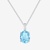 Yes, Please! Womens Genuine Blue Topaz Sterling Silver Oval Pendant