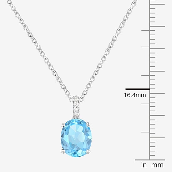 Yes, Please! Womens Genuine Blue Topaz Sterling Silver Oval Pendant