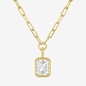 Yes, Please! Womens Lab Created White Sapphire Sterling Silver 18 Inch Pendant Necklace
