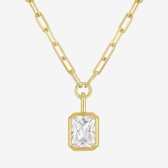 Yes, Please! Womens Lab Created White Sapphire Sterling Silver 18 Inch Pendant Necklace