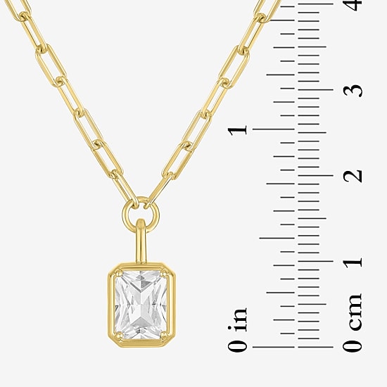 Yes, Please! Womens Lab Created White Sapphire Sterling Silver 18 Inch Pendant Necklace