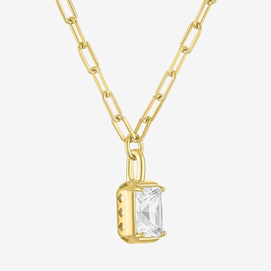 Yes, Please! Womens Lab Created White Sapphire Sterling Silver 18 Inch Pendant Necklace
