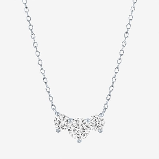 Yes, Please! Womens Lab Created White Sapphire Sterling Silver 16 Inch Pendant Necklace
