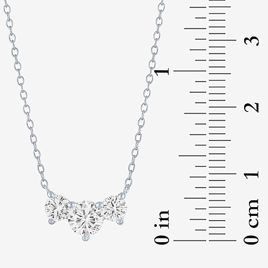 Yes, Please! Womens Lab Created White Sapphire Sterling Silver 16 Inch Pendant Necklace