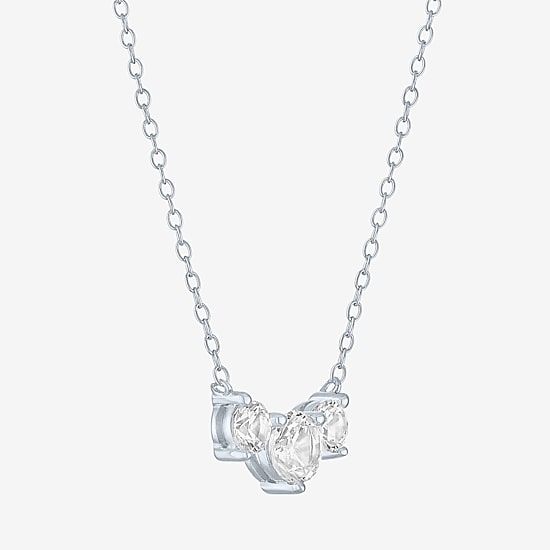 Yes, Please! Womens Lab Created White Sapphire Sterling Silver 16 Inch Pendant Necklace