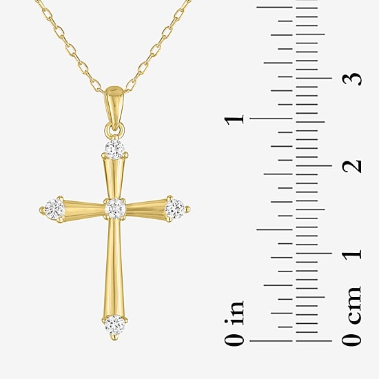 Yes, Please! Womens Lab Created White Sapphire Sterling Silver Cross 16 Inch Pendant Necklace