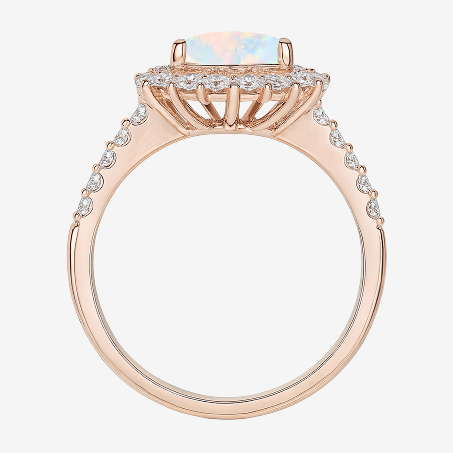 Yes, Please! Womens Lab Created Multi Color Opal 14K Rose Gold Over Silver Side Stone Cocktail Ring
