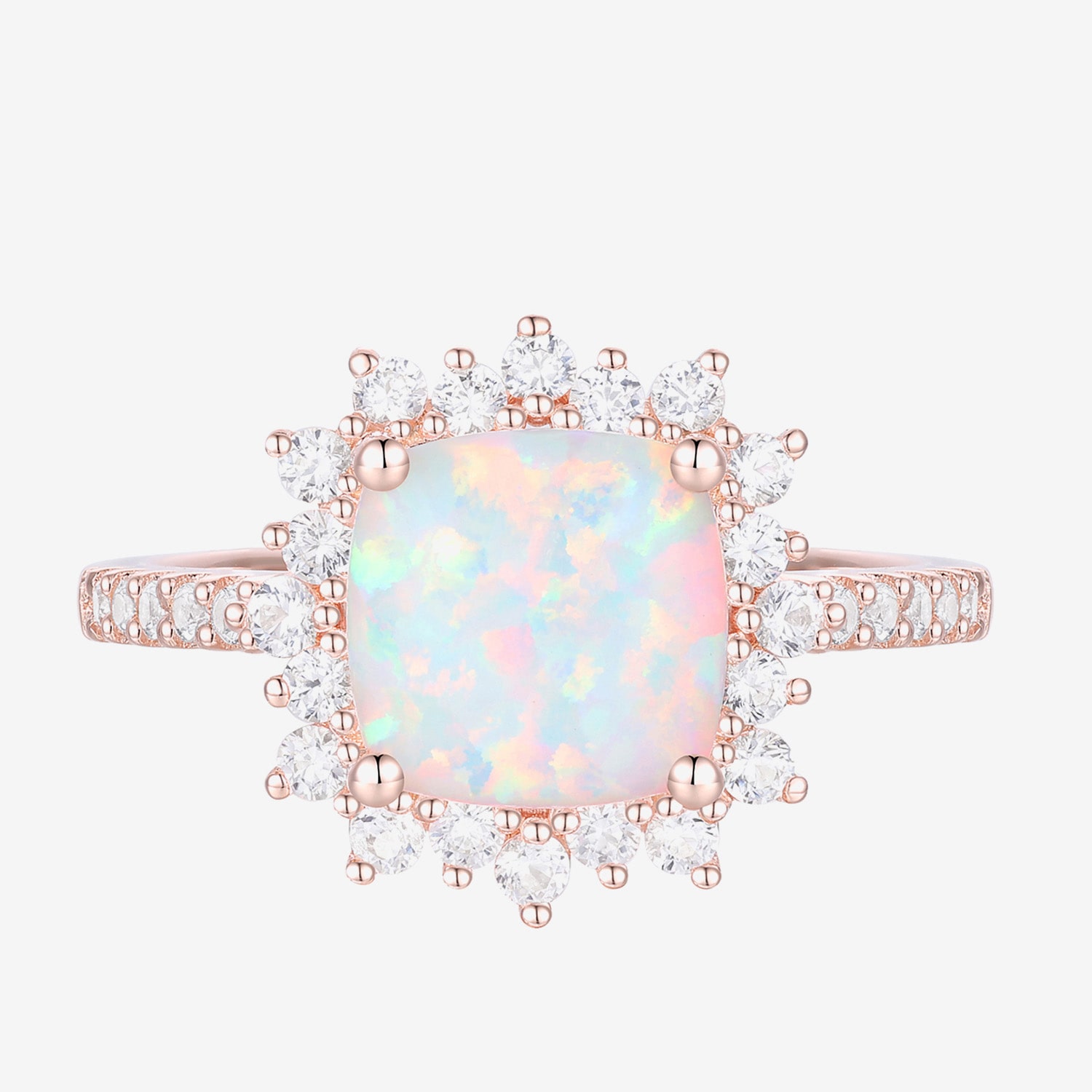 Yes, Please! Womens Lab Created Multi Color Opal 14K Rose Gold Over Silver Side Stone Cocktail Ring