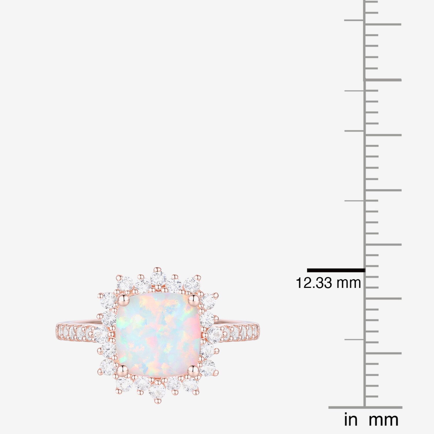 Yes, Please! Womens Lab Created Multi Color Opal 14K Rose Gold Over Silver Side Stone Cocktail Ring