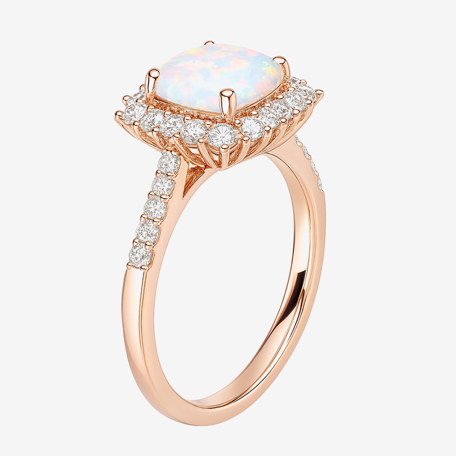 Yes, Please! Womens Lab Created Multi Color Opal 14K Rose Gold Over Silver Side Stone Cocktail Ring