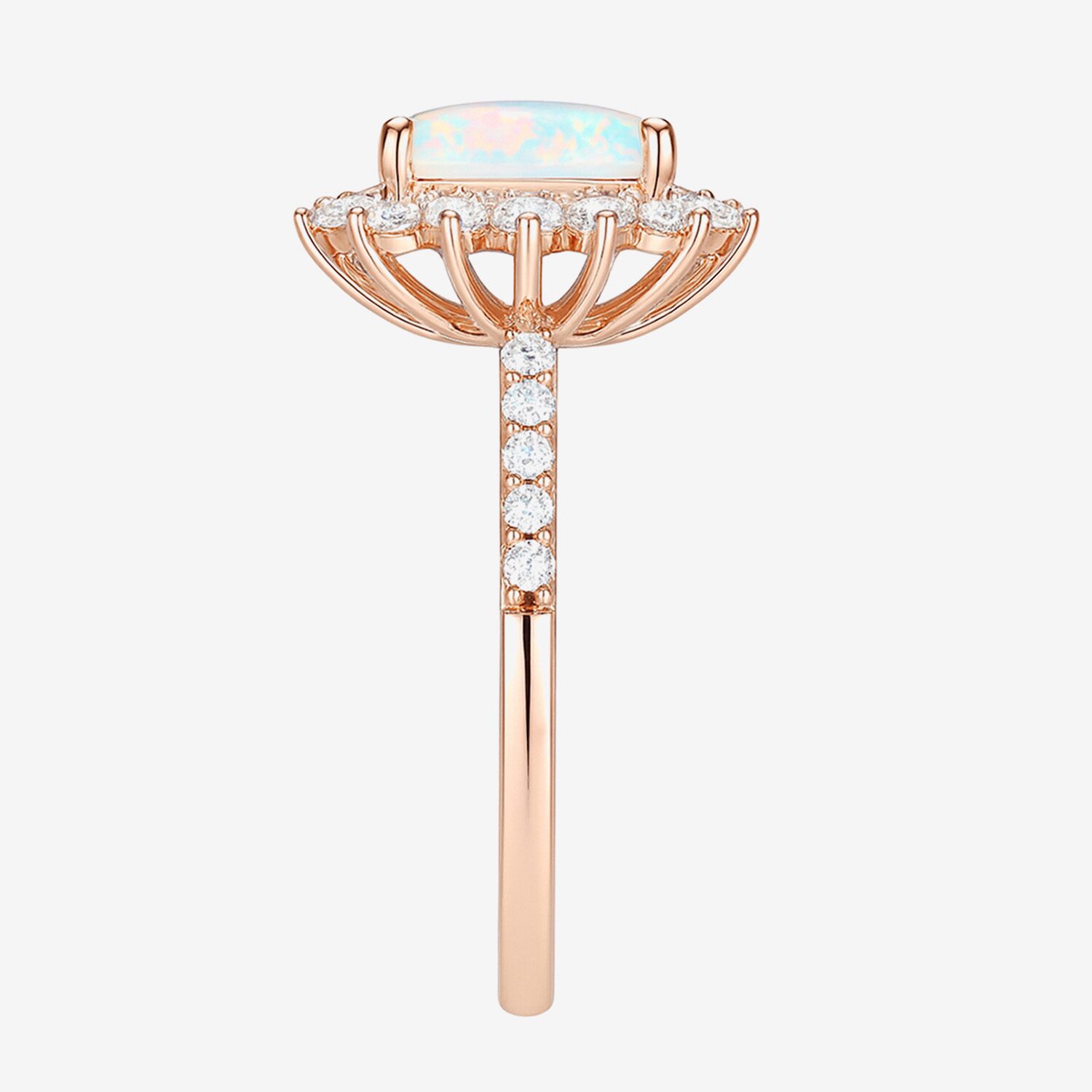 Yes, Please! Womens Lab Created Multi Color Opal 14K Rose Gold Over Silver Side Stone Cocktail Ring