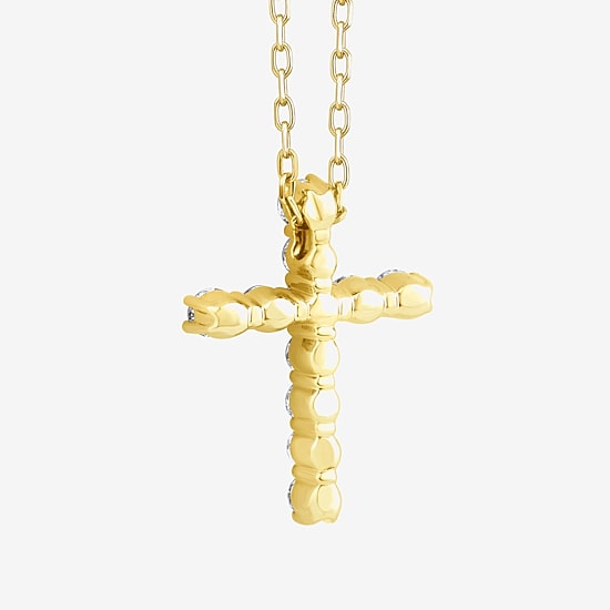 (F / Si2) Womens 1/3 CT. T.W. Lab Grown White Diamond Sterling Silver Cross 18 Inch Pendant Necklace