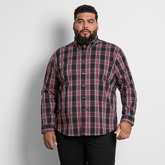 Van Heusen Cronbie Mens Long Sleeve Regular Fit Stretch Fabric Wrinkle Free Big and Tall Button-Down Shirt