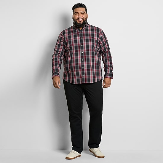 Van Heusen Cronbie Mens Long Sleeve Regular Fit Stretch Fabric Wrinkle Free Big and Tall Button-Down Shirt