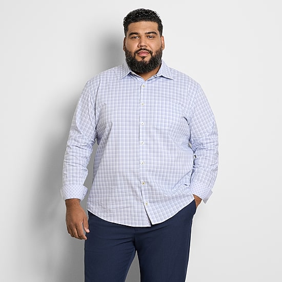 Van Heusen Originals Mens Long Sleeve Regular Fit Stretch Fabric Big and Tall Button-Down Shirt