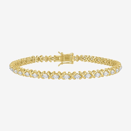 (G-H, Si2-I1) Womens 2 CT. T.W. Lab Grown White Diamond 14K Gold Over Silver 7.25 Inch Tennis Bracelet