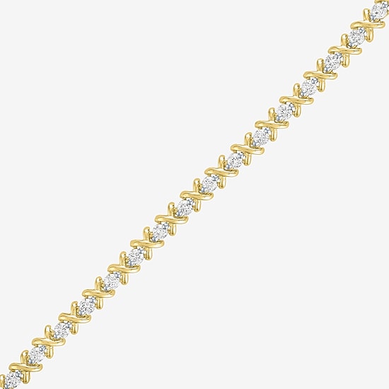 (G-H, Si2-I1) Womens 2 CT. T.W. Lab Grown White Diamond 14K Gold Over Silver 7.25 Inch Tennis Bracelet