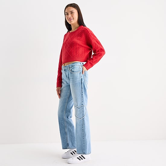 Arizona Womens Juniors Low Rise Straight Leg Jean