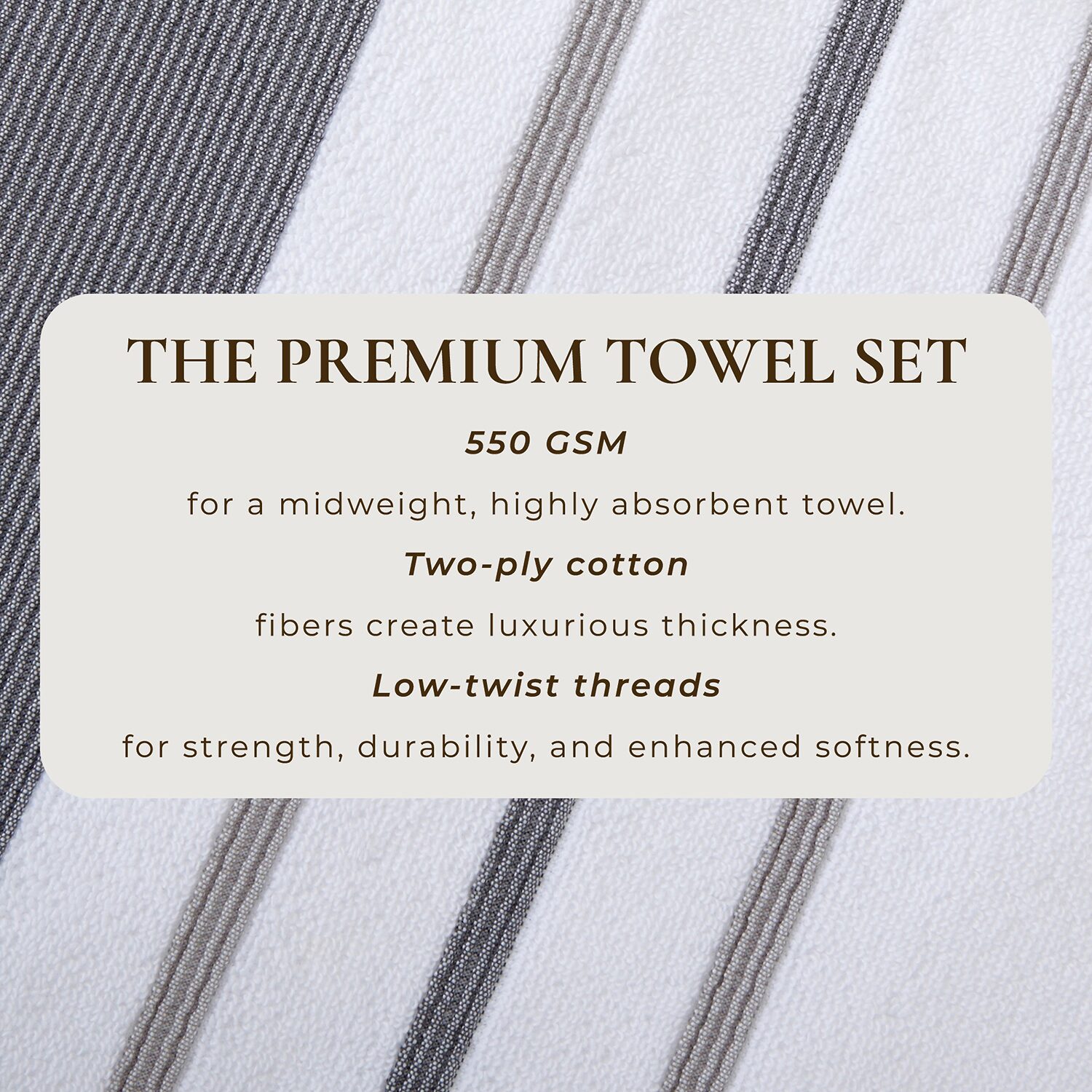 Linery Luxury Cotton Decorative 4-pc. Quick Dry Striped Bath Towel