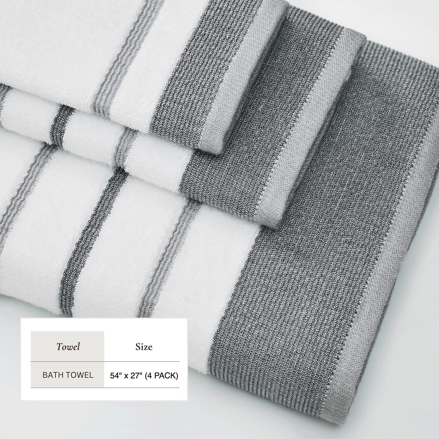 Linery Luxury Cotton Decorative 4-pc. Quick Dry Striped Bath Towel