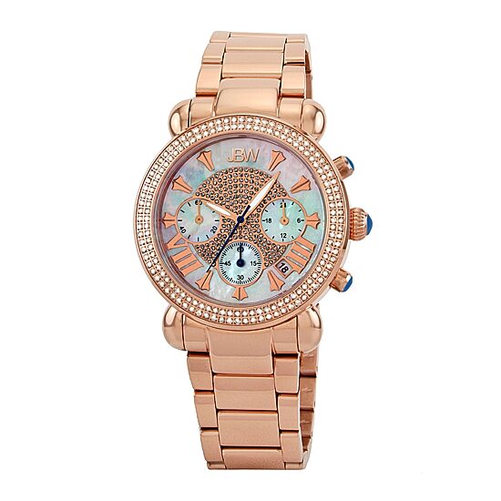 JBW Victory Womens Diamond-Accent Rose-Tone Stainless Steel Bracelet Watch JB-6210-160-G