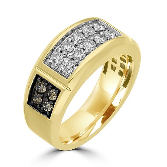 Mens 1 CT. T.W. Natural White Diamond 10K Gold Fashion Ring