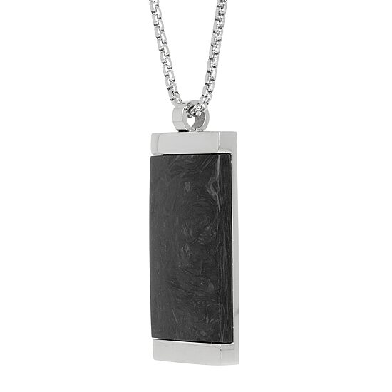 Mens Sterling Silver Dog Tag 24 Inch Pendant Necklace