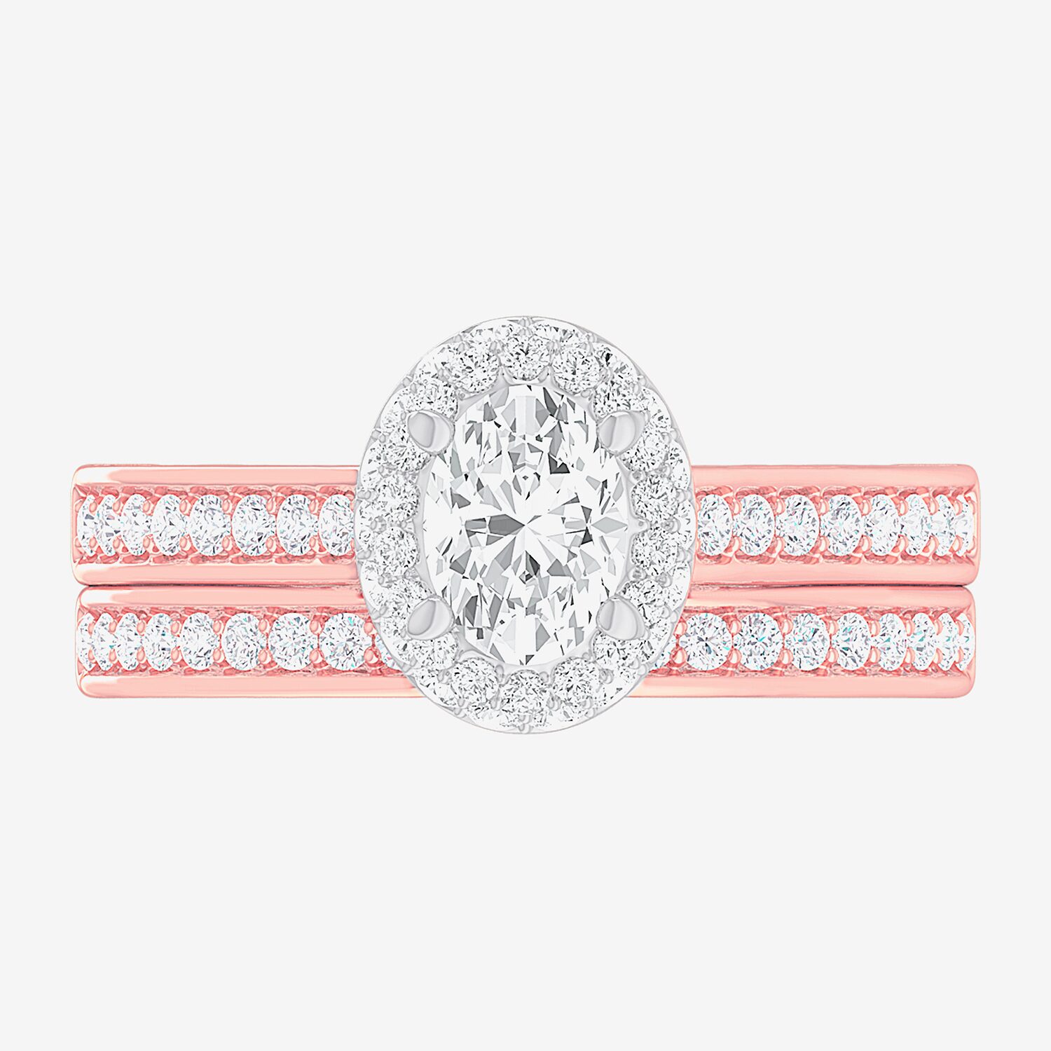 (G-H / Si1-Si2) Womens 1 7/8 CT. T.W. Lab Grown White Diamond 14K Gold Oval Side Stone Halo Engagement Ring
