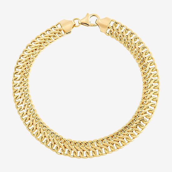 Made in Italy Womens 14K Gold Hollow 7.25 Inch Link Bracelet