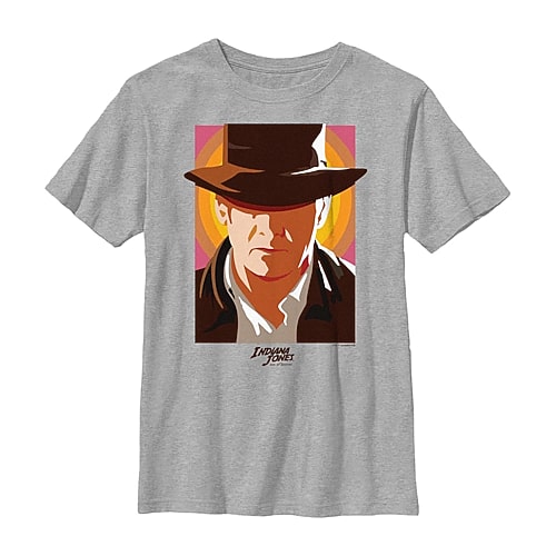 Disney Collection Indiana Jones Little & Big Kid Boys Crew Neck Short Sleeve Regular Fit Graphic T-Shirt, X-large, Gray