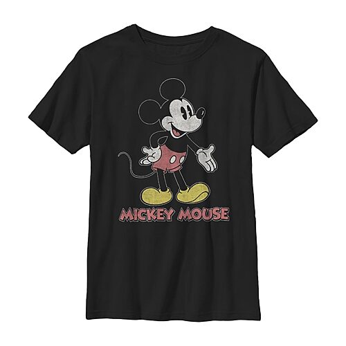 Disney Collection Little & Big Kid Boys Crew Neck Short Sleeve Regular Fit Mickey Mouse Graphic T-Shirt, X-small, Black