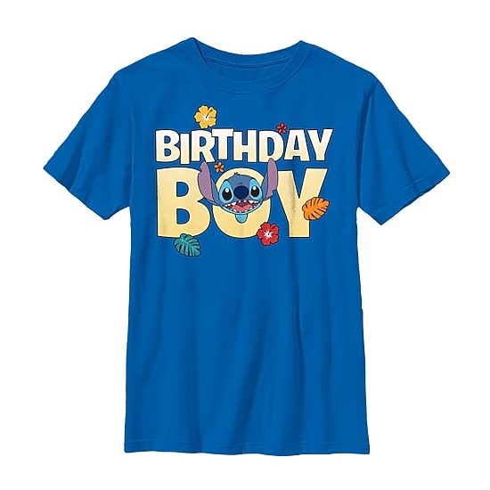 Disney Collection Little & Big Kid Boys Crew Neck Short Sleeve Regular Fit Lilo & Stitch Graphic T-Shirt