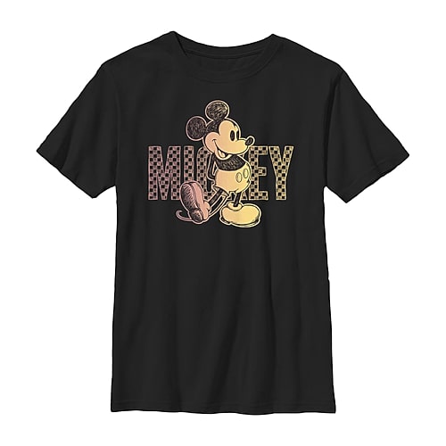 Disney Collection Little & Big Kid Boys Crew Neck Short Sleeve Regular Fit Mickey Mouse Graphic T-Shirt, Medium, Black