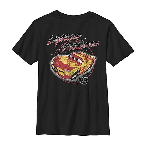 Disney Collection Little & Big Kid Boys Crew Neck Short Sleeve Regular Fit Cars Graphic T-Shirt, X-small, Black