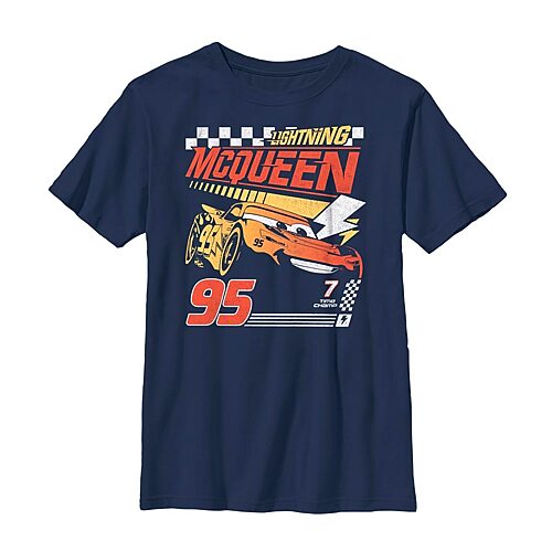 Disney Collection Little & Big Kid Boys Crew Neck Short Sleeve Regular Fit Cars Graphic T-Shirt, X-large, Blue