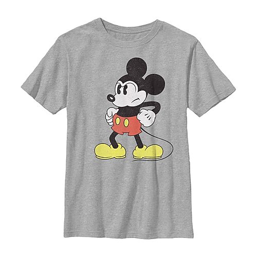 Disney Collection Little & Big Kid Boys Crew Neck Short Sleeve Regular Fit Mickey Mouse Graphic T-Shirt, X-small, Gray