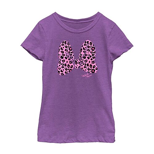 Disney Collection Little & Big Kid Girls Crew Neck Short Sleeve Regular Fit Minnie Mouse Graphic T-Shirt, X-small, Purple