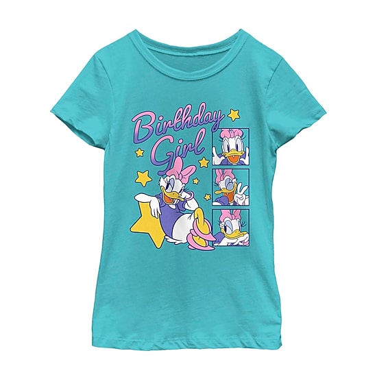 Disney Collection Little & Big Kid Girls Crew Neck Short Sleeve Regular Fit Daisy Duck Graphic T-Shirt