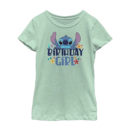 Disney Collection Little & Big Kid Girls Crew Neck Short Sleeve Regular Fit Lilo & Stitch Graphic T-Shirt
