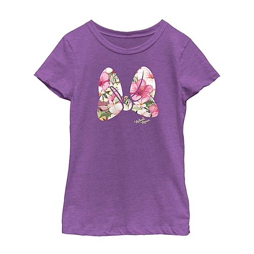 Disney Collection Little & Big Kid Girls Crew Neck Short Sleeve Regular Fit Minnie Mouse Graphic T-Shirt, X-small, Purple