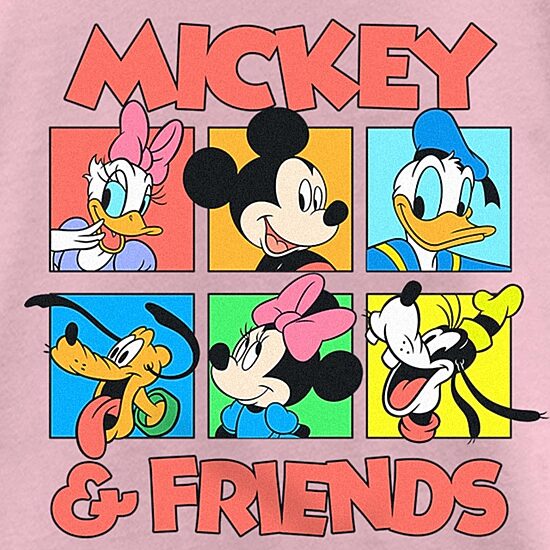 Disney Collection Little & Big Kid Girls Crew Neck Short Sleeve Regular Fit Mickey and Friends Graphic T-Shirt