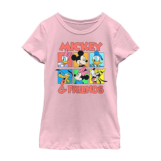 Disney Collection Little & Big Kid Girls Crew Neck Short Sleeve Regular Fit Mickey and Friends Graphic T-Shirt