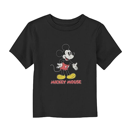 Disney Collection Toddler Boys Crew Neck Short Sleeve Regular Fit Mickey Mouse Graphic T-Shirt, 3t, Black