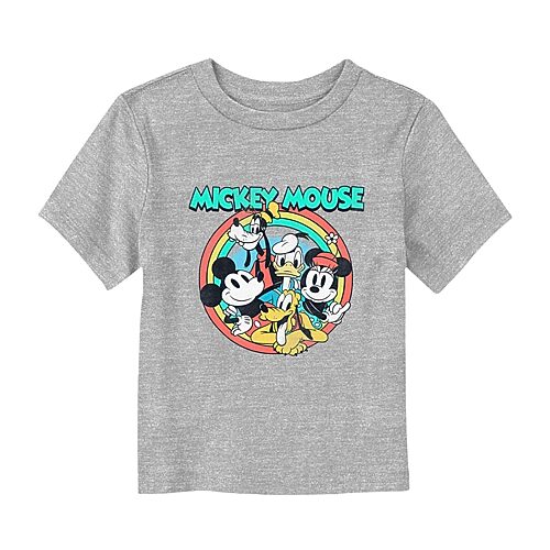 Disney Collection Little & Big Kid Girls Crew Neck Short Sleeve Regular Fit Mickey and Friends Graphic T-Shirt, 3t, Gray