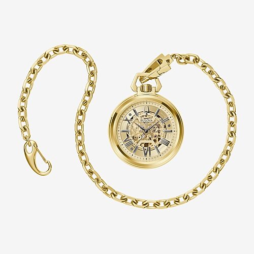 Bulova Men's Automatic Classic Sutton Gold-Tone Stainless Steel Chain Pocket Watch 50mm - Gold-tone