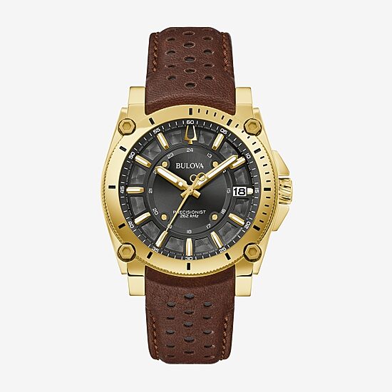 Bulova Luxury  Icon Mens Brown Leather Strap Watch 97b216