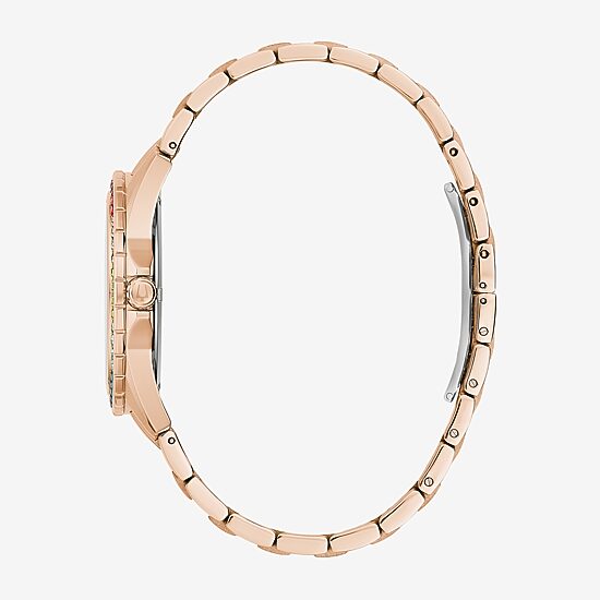 Bulova Classic Crystal Mens Crystal Accent Rose Goldtone Stainless Steel Bracelet Watch 97a180