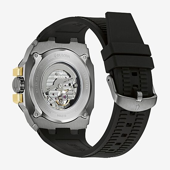 Bulova Maquina Marc Anthony Mens Automatic Black Strap Watch 98a310